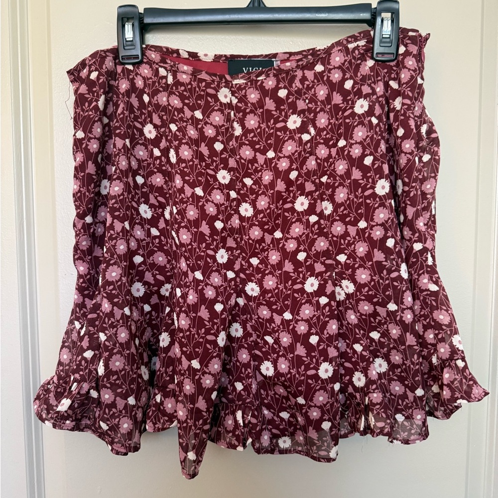 Vici Floral Burgundy Skort